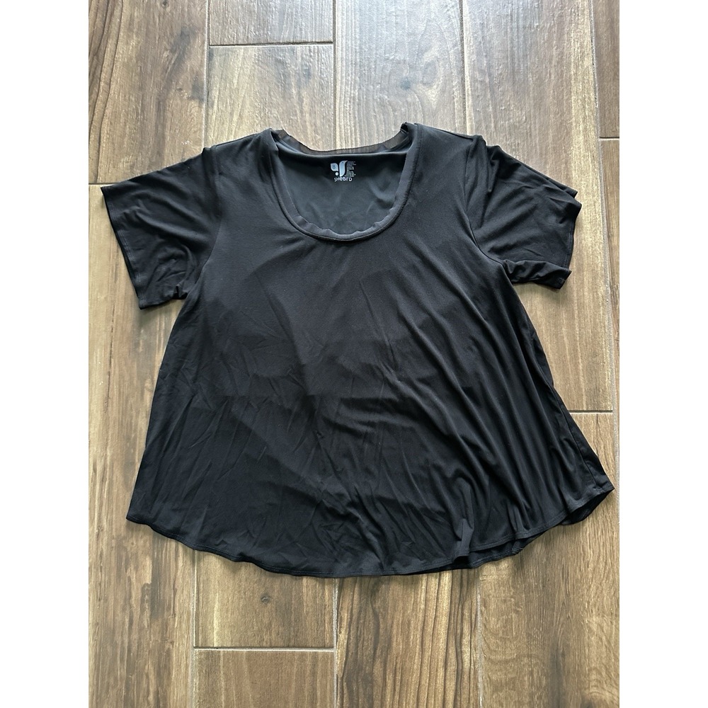Shebird‎ Scoop Neck T-Shirt Built in Bra Womens Size 8 X Large Minimalist Lounge